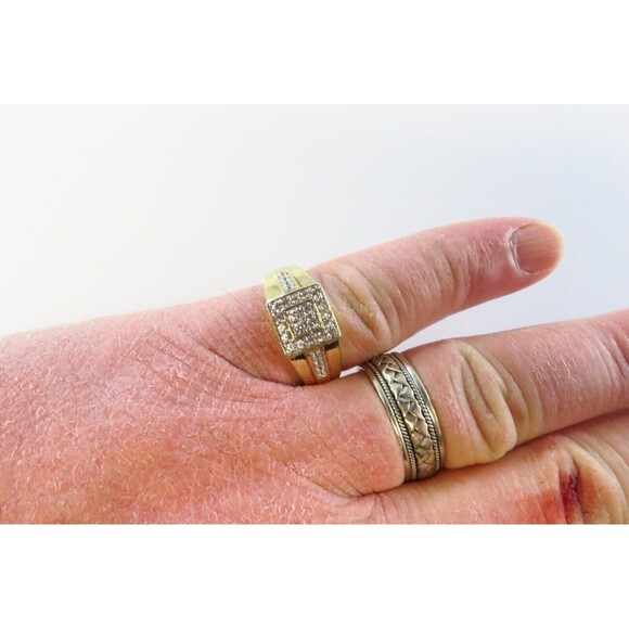 Sterling Men's Gold Gilded Crystal Cluster Ring 925 THL Size 11 1/4 - Picture 10 of 11